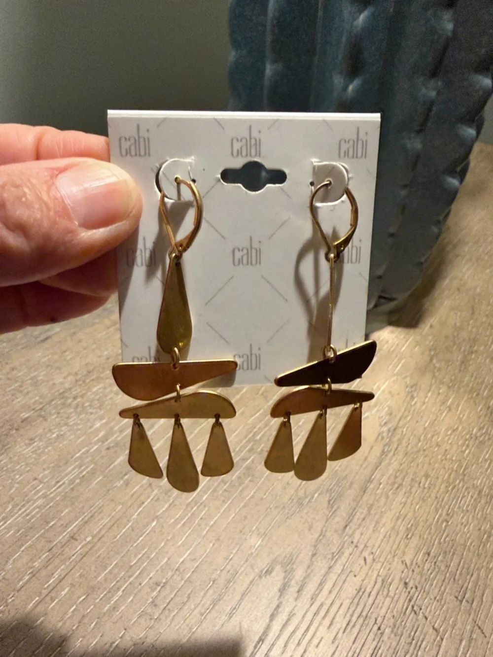CAbi Brushed Gold Multi-Drop Chandelier Earrings - Picture 2 of 3